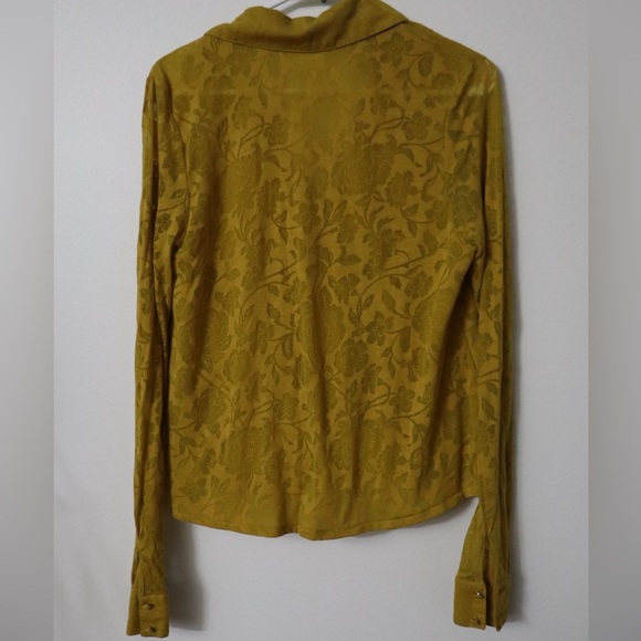 Maeve by Anthropologie Gold Jacquard Floral Blouse - Picture 2 of 4